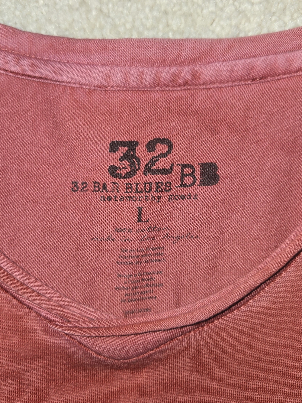 32BarBlue- Washed Burgundy Crewneck Tee Mens L - Picture 3 of 8